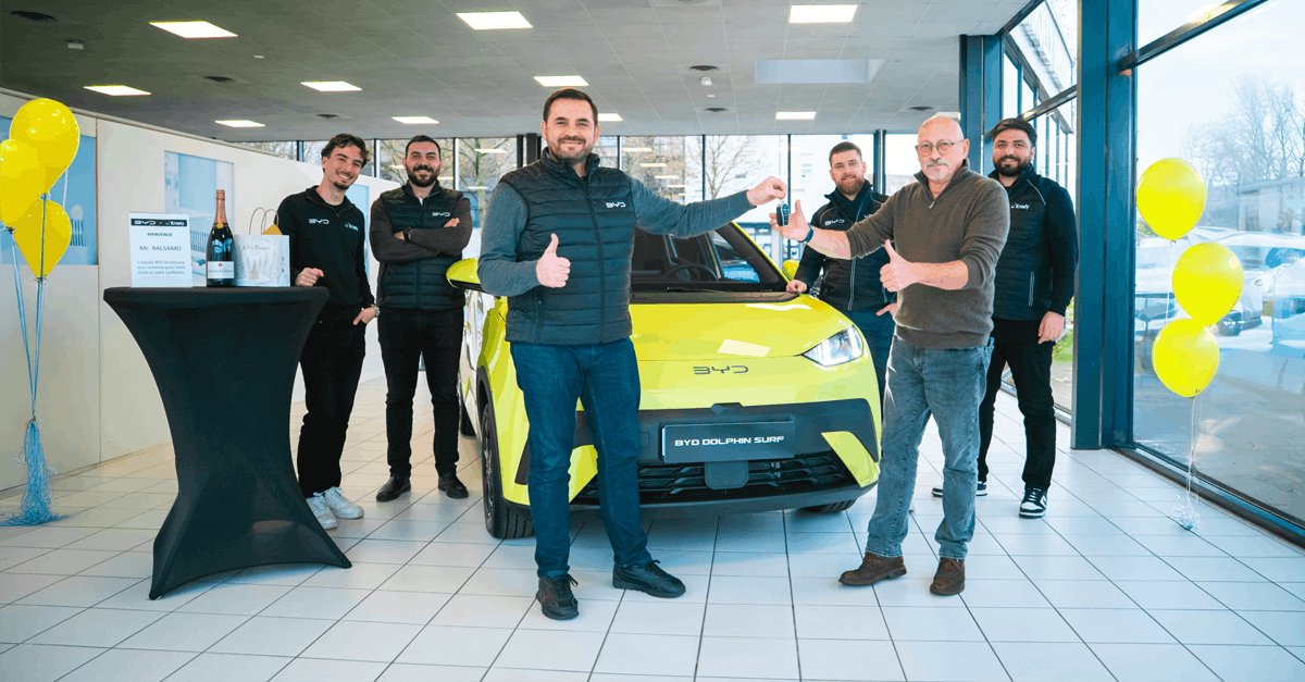 Un client BYD Kroely remporte une Dolphin Surf dans le cadre d'un concours organisé par BYD France !