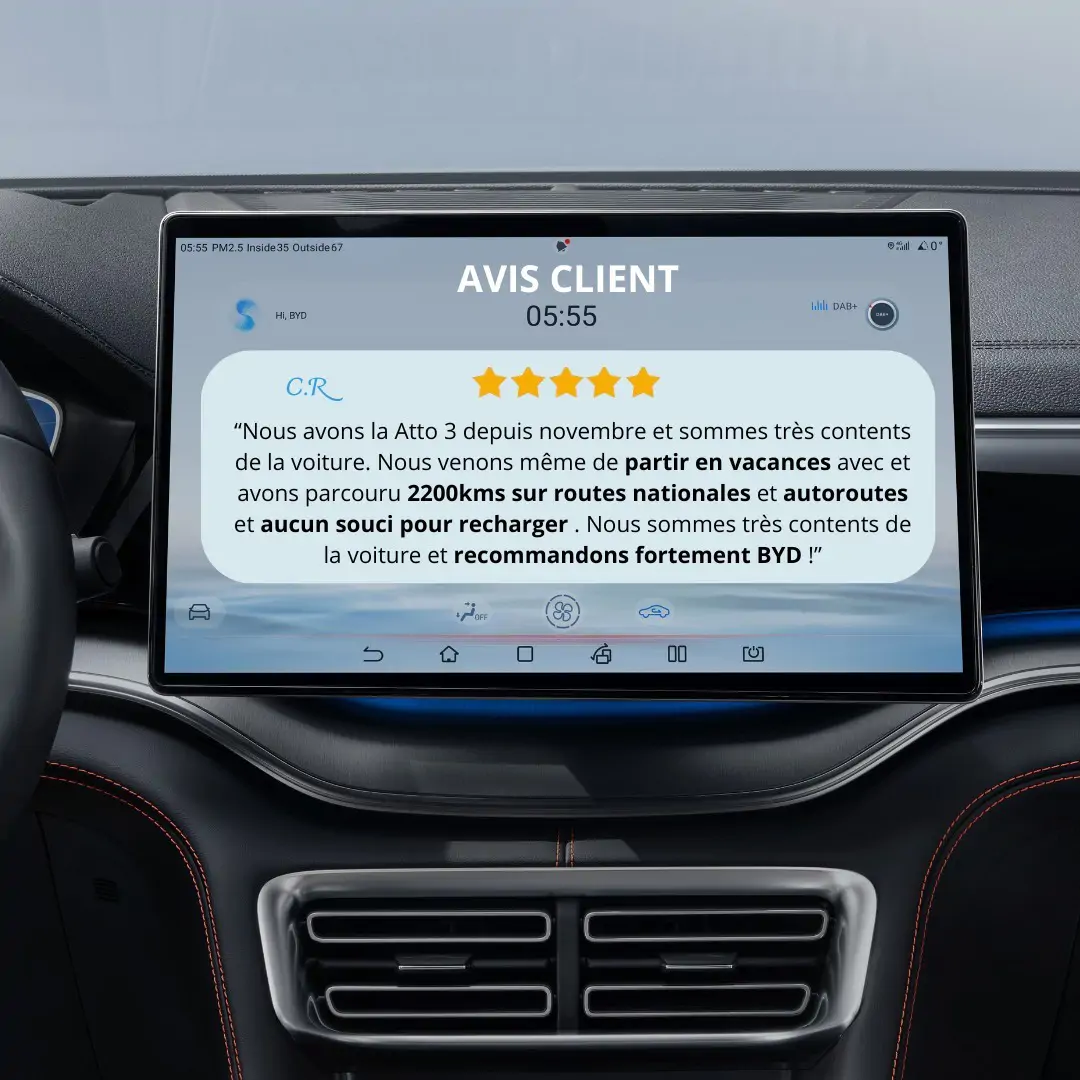 Avis client sur tableau de bord Atto 3
